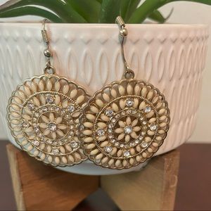 Cream and gold earrings